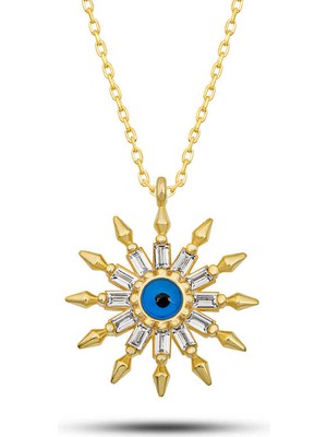 Gümüş Gold Koruyucu Göz Güneş Kadın Kolye SL12607