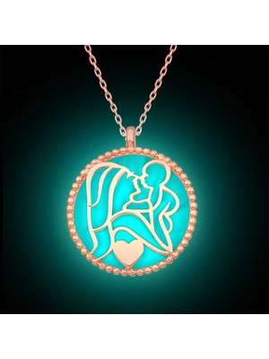 Gümüş Fosforlu Rose Anne Çocuk Sevgisi Kadın Kolye SL12504