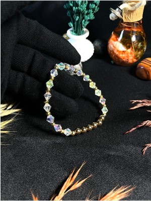 Parıltılı Cam Kristal ve Altın Kaplama Bileklik, Işıltınızı Yansıtsın