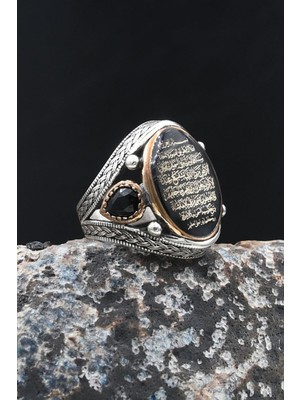 Ayetel Kürsi Mineli 925 Ayar Gümüş Yüzük 902071