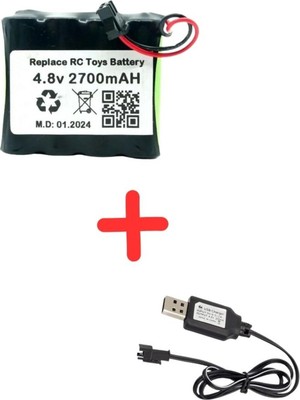 Eufy Rastar 4.8V 2700MAH Oyuncak Araba Bataryası Siyah Soket+Usb Şarj Cihazı