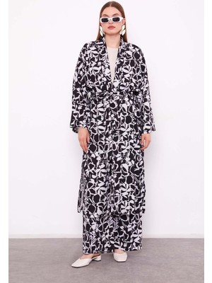 Siyah Kimono Pantolon Takım