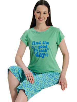 Bipamuk Notte Mia Tasarım Kaprili Kadın Pijama Takım yazlık Pamuklu  S–xl