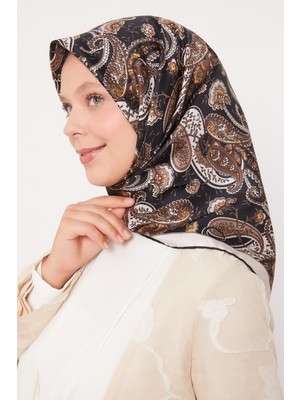 Çikolata Kahve Karışık Retro Twill Ipek Eşarp