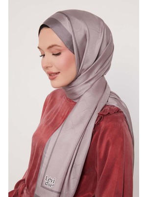 Lila Şerit Detay Monogram Ipek Şal