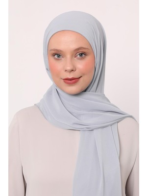 Lêvi D'or Açık Gri Büyük Hijap Şifon Şal