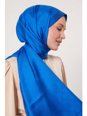 Saks Şerit Detay Monogram Ipek Şal