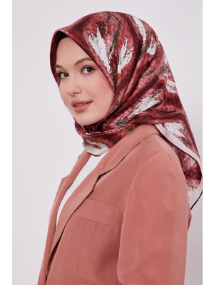 Bordo Yansıma Görünümlü Twill İpek Eşarp