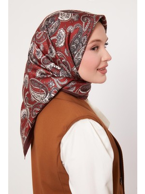 K.bordo Karışık Retro Twill Ipek Eşarp
