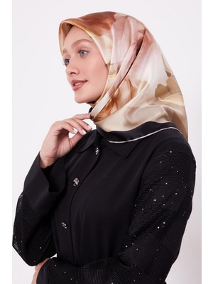 Haki Soft Çiçek Desen Sura Ipek Eşarp