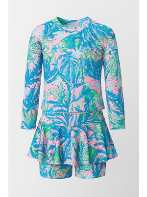 Etek Detaylı Kız Çocuk Desenli Mayo 3-10 Yaş 11920