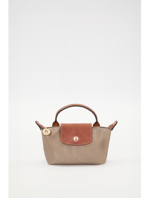 Gri Deri Kapak Detaylı El Çantası