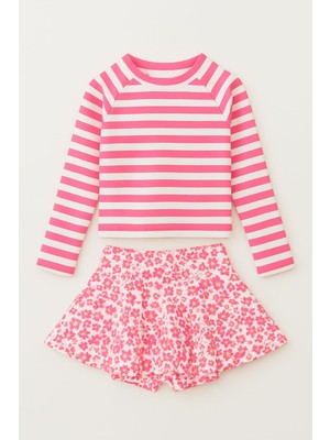 Etek Detaylı Kız Çocuk Desenli Mayo 3-10 Yaş 11919