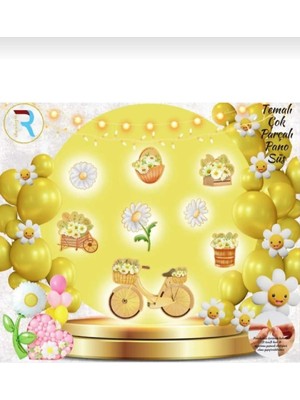 Papatya Temalı Lüks Parçalı Pano Süs-Papatya 3D Lüks Parçalı Pano Süsü -Doğum Günü Parti Pano Dekoru