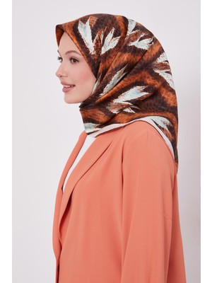 Kiremit Yansıma Görünümlü Twill İpek Eşarp