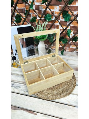 Bambu Çay Kutusu 6 Bölmeli̇, Poşet Çay Kutusu ve Organi̇zer
