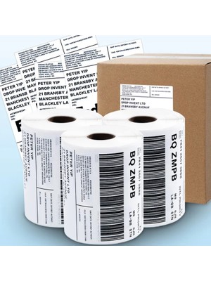 5'li Paket Termal Barkod Etiketi 150mm x 100mm 350'li Barkod & Kargo Yazıcı Kağıdı Suya Dayanıklı