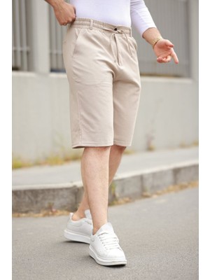 Erkek Beli Bağcıklı ve Düğmeli Bezayağı Kumaş Şort
