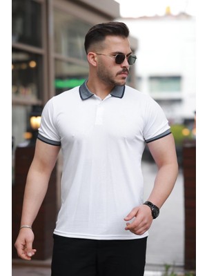 Erkek Yakalı Kagi Kumaş Kısa Kollu T-Shirt