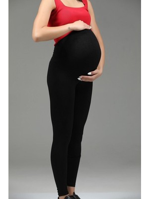 Siyah Ayarlanabilir Bel Hamile Taytı