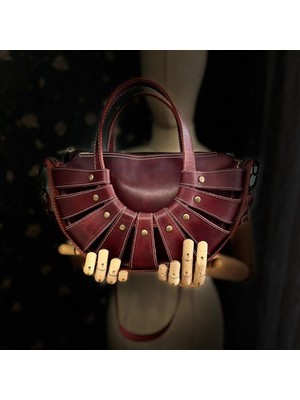 Carıdea El Yapımı Hakiki Deri Bayan Çanta, Clutch, El Omuz Çantası V5