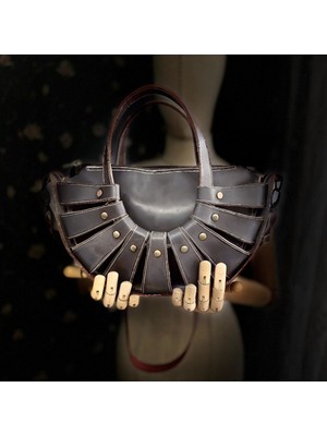 Carıdea El Yapımı Hakiki Deri Bayan Çanta, Clutch, El Omuz Çantası V42
