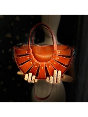 Carıdea El Yapımı Hakiki Deri Bayan Çanta, Clutch, El Omuz Çantası V56