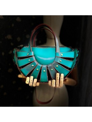 Carıdea El Yapımı Hakiki Deri Bayan Çanta, Clutch, El Omuz Çantası V7