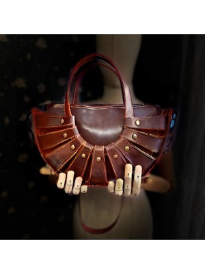 Carıdea El Yapımı Hakiki Deri Bayan Çanta, Clutch, El Omuz Çantası V58