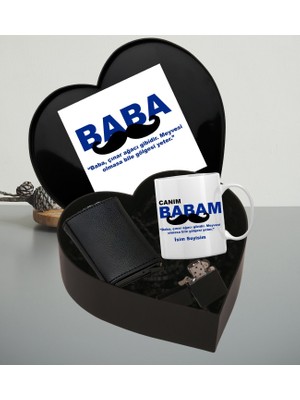 Babalar Gününe Özel Kupa Bardak Mekanizmalı Cüzdan Çakmak Kalp Kutu