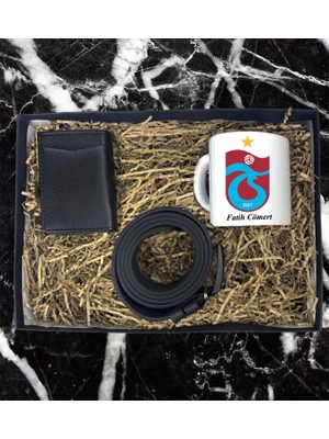 Kişiye Özel Trazonspor Tasarımlı Kupa Bardak Mekanizmalı Cüzdan Kemer Özel Hediye Seti
