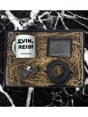 Evin Reisi Tasarımlı Kupa Bardak Cüzdan Kemer Çakmak Özel Hediye Seti