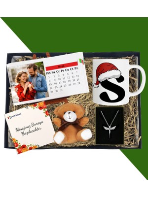 Kişiye Özel Yatay Masaüstü Her Ay Için Özel 12 Fotoğraflı Masa Takvim ve Kupa Bardak Peluş Ayıcık Melek Gümüş Kaplama Kolye