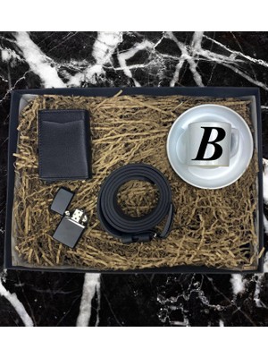 Kişiye Özel Premium Baş Harf Tasarımlı Türk Kahve Fincanı Mekanizmalı Cüzdan Kemer Çakmak Özel Hediye Seti