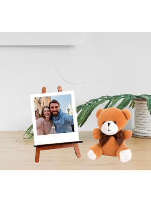 Kişiye Özel Polo Kart ve Oturan Peluş Ayıcık Anahtarlık ve Masaüstü Şovale