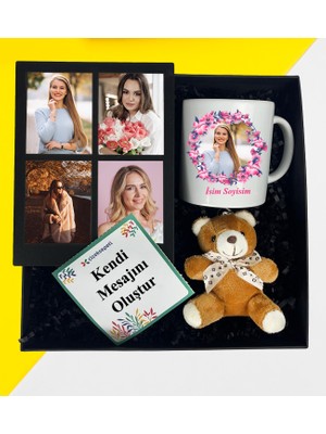 Kişiye Özel Fotoğraflı Kupa Bardak Peluş Ayıcık Anahtarlık Dört Resimli Kolaj Masaüstü Fotoğraf Çerçeve