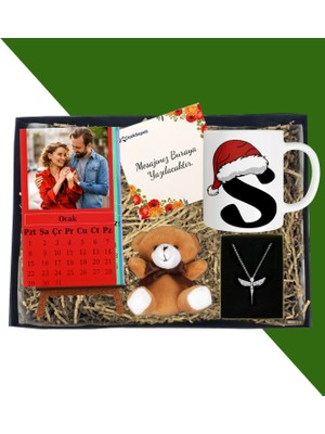 Kişiye Özel Dikey Renkli Masaüstü Her Ay Için Özel 12 Fotoğraflı Masa Takvim ve Kupa Bardak Peluş Ayıcık Melek Gümüş Kaplama Kolye