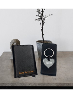 Kişiye Özel Mekanizmalı Cüzdan  Metal Lüx Kalp Anahtarlık