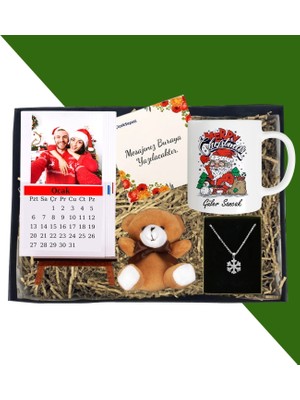 Kişiye Özel Dikey Masaüstü Her Ay Için Özel 12 Fotoğraflı Masa Takvim ve Kupa Bardak Peluş Ayıcık Kartanesi Gümüş Kaplama Kolye