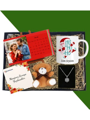 Kişiye Özel Yatay Renkli Masaüstü Her Ay Için Özel 12 Fotoğraflı Masa Takvim ve Kupa Bardak Peluş Ayıcık Kartanesi Gümüş Kaplama Kolye