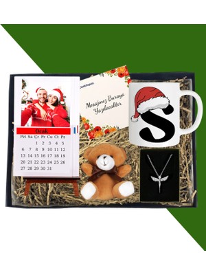 Kişiye Özel Dikey Masaüstü Her Ay Için Özel 12 Fotoğraflı Masa Takvim ve Kupa Bardak Peluş Ayıcık Melek Gümüş Kaplama Kolye