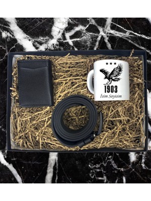 Kişiye Özel Siyah Beyaz Taraftar Isim Soyisim Tasarımlı Kupa Bardak Mekanizmalı Cüzdan Kemer Özel Hediye Seti