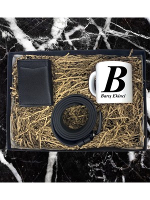 Kişiye Özel Premium Baş Harf Isim Soyisim Tasarımlı Kupa Bardak Mekanizmalı Cüzdan Kemer Özel Hediye Seti