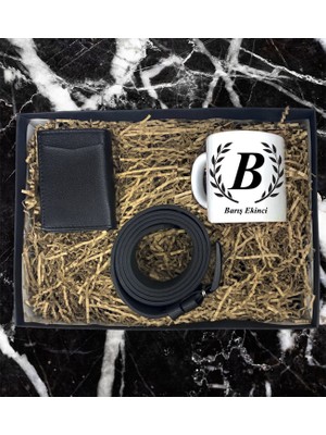 Kişiye Özel Premium Baş Harf Isim Soyisim Tasarımlı Kupa Bardak Mekanizmalı Cüzdan Kemer Özel Hediye Seti