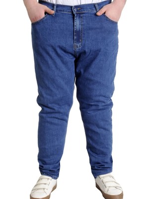 Erkek Büyük Beden Pantolon Likralı Normal Bel Düz Paça Kot Pantolon Büyük Beden Süper Battal