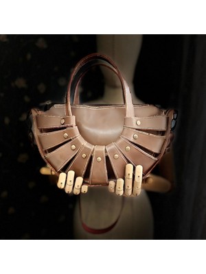 Carıdea El Yapımı Hakiki Deri Bayan Çanta, Clutch, El Omuz Çantası V4