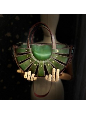 Carıdea El Yapımı Hakiki Deri Bayan Çanta, Clutch, El Omuz Çantası V66