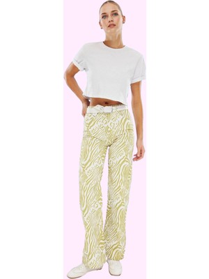 Kadın Yüksek Bel Geniş Paça Pamuklu Desenli Pantolon Yaz Aylarının Vazgeçilmezi Günlük Kullanım