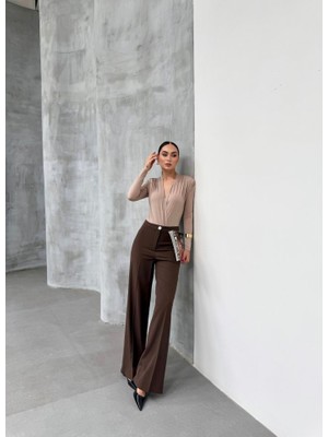 Yüksek Bel Straight Fit Palazzo Pantolon