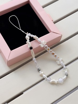 Anyway (Neyse, Her Neyse) Beyaz Telefon Charm, Fiyonk Telefon Askısı, Kalp Yıldız Telefon Ipi